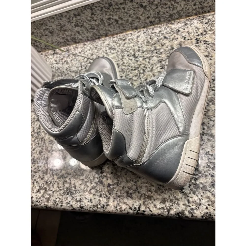 Reebok Metallic Silver High-Top Sneakers with Strap
